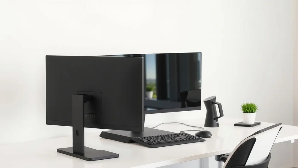 Välvd skärm för bättre kontorsarbete